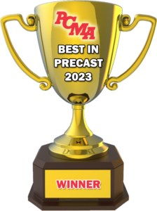A gold trophy with handles, labeled 