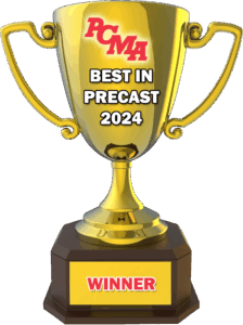A gold trophy with 