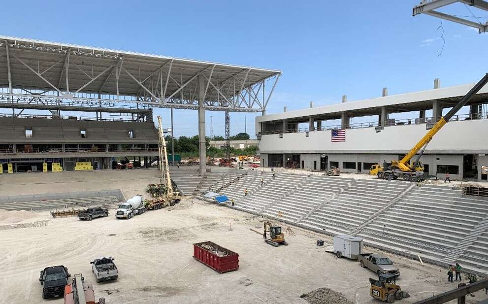 Precast stadium under construction
