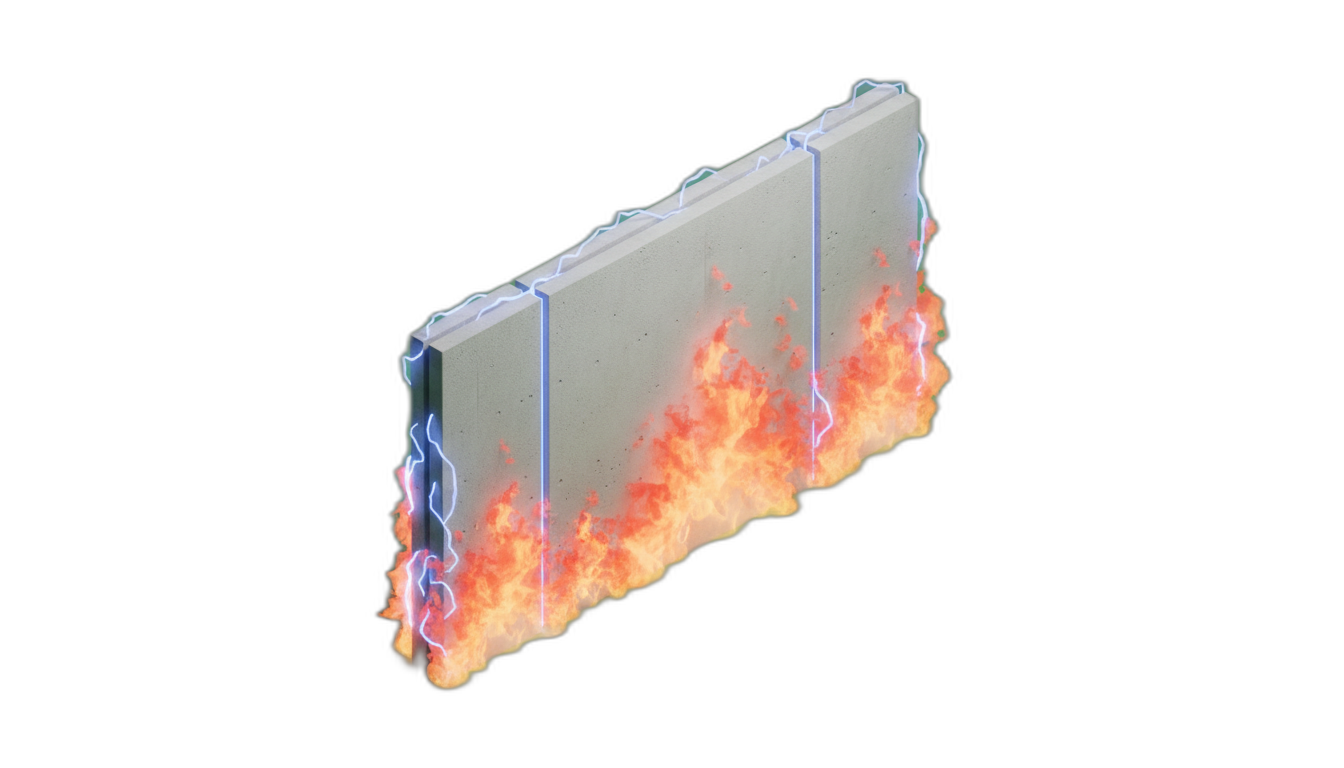 Fire resistant construction materials including precast concrete wall panels and structural columns for building safety